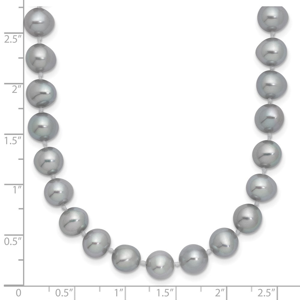 Sterling Silver Rhodium 7-8mm Grey Fwc Pearl Necklace