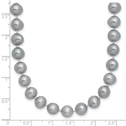 Sterling Silver Rhodium 7-8mm Grey Fwc Pearl Necklace