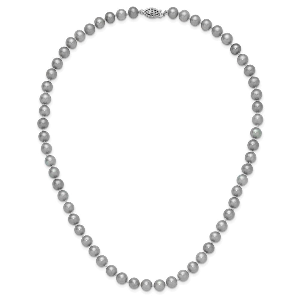 Sterling Silver Rhodium 7-8mm Grey Fwc Pearl Necklace