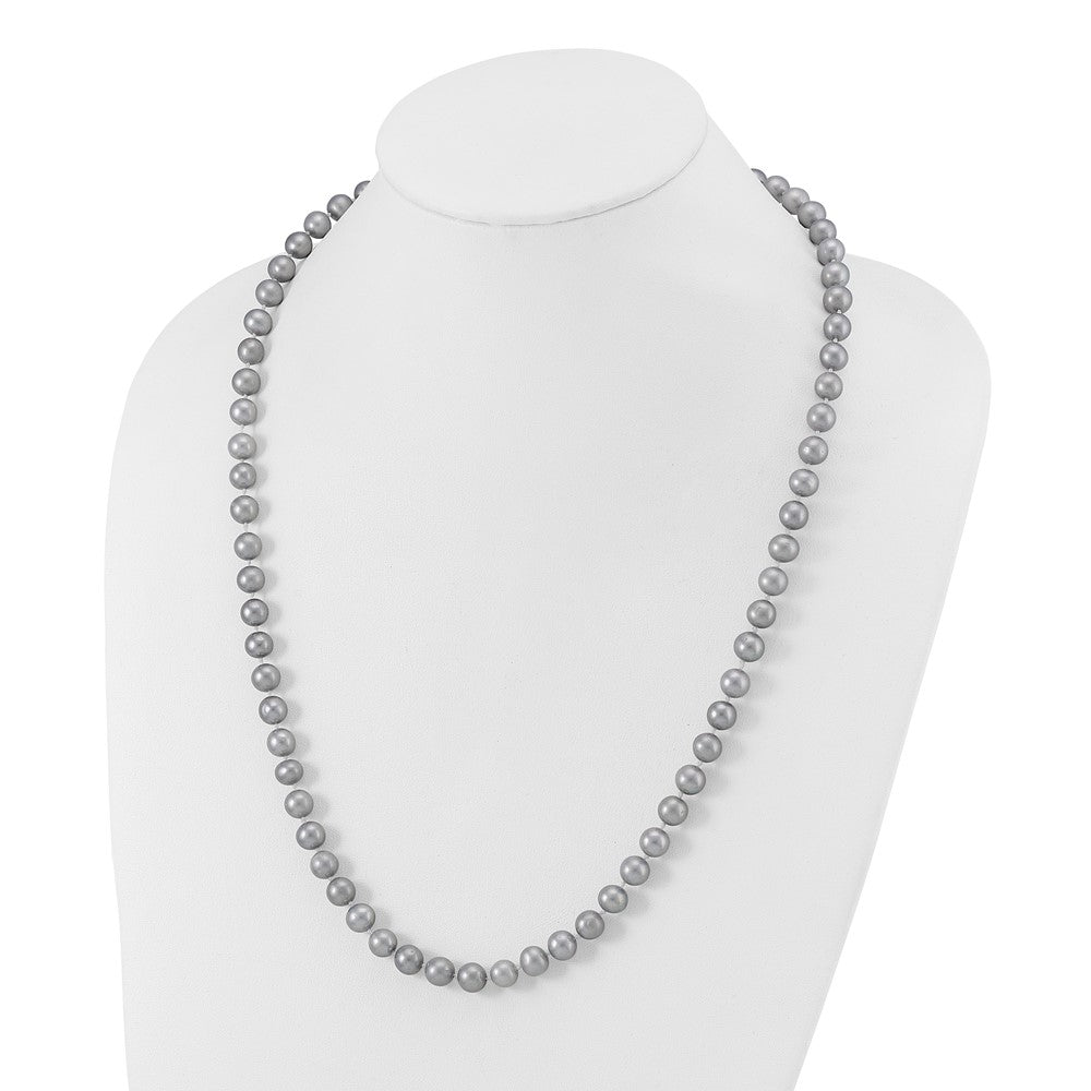 Sterling Silver Rhodium 7-8mm Grey Fwc Pearl Necklace