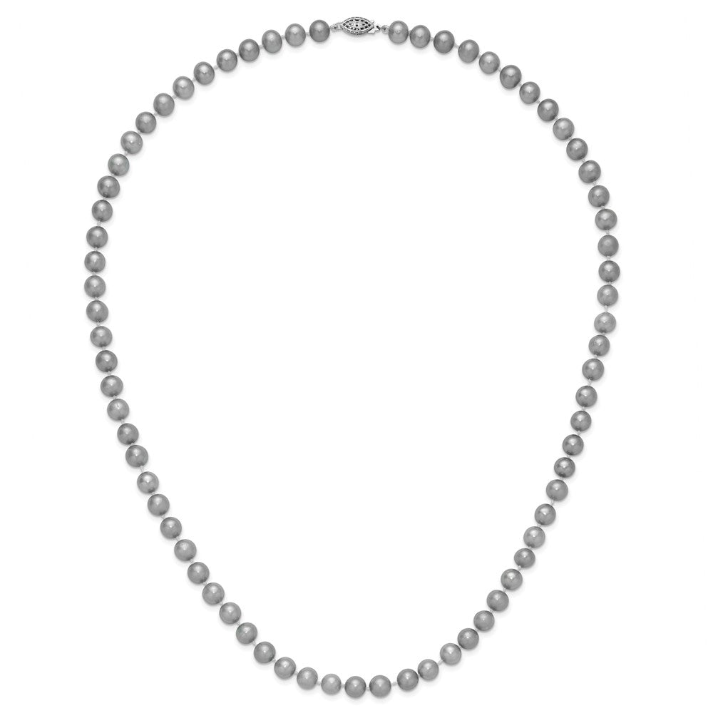 Sterling Silver Rhodium 7-8mm Grey Fwc Pearl Necklace