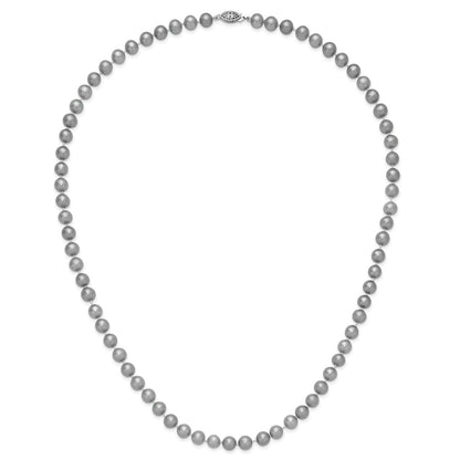 Sterling Silver Rhodium 7-8mm Grey Fwc Pearl Necklace