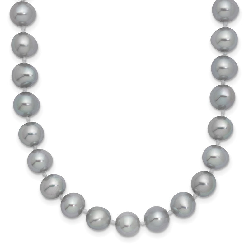 Sterling Silver Rhodium 7-8mm Grey Fwc Pearl Necklace