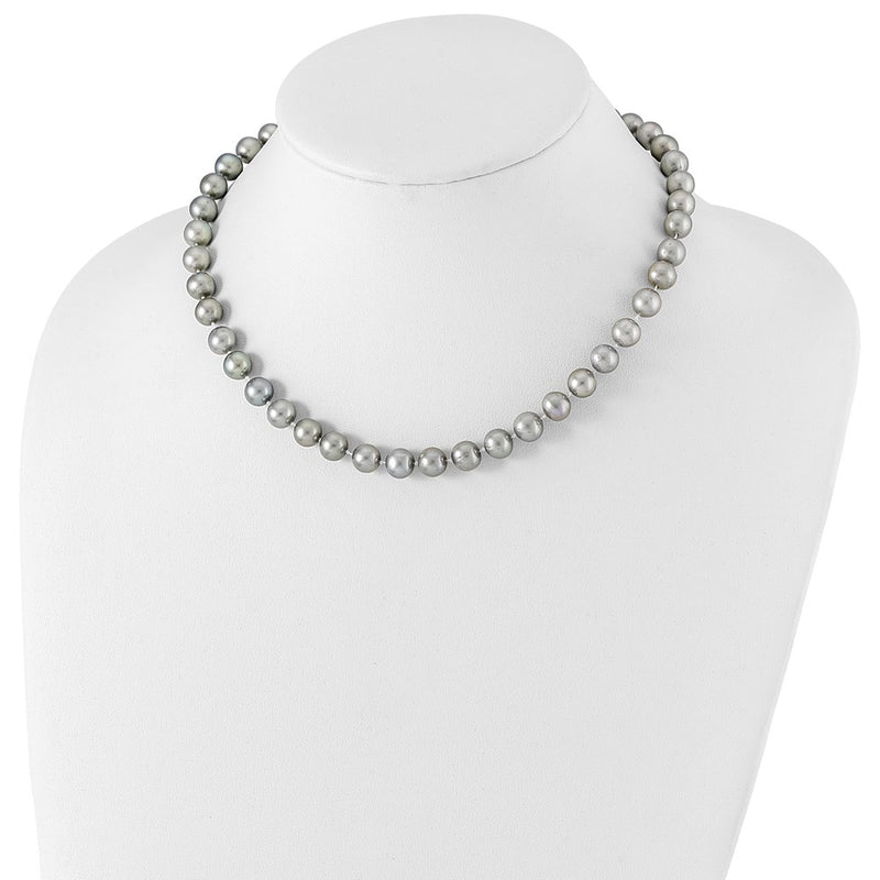 Sterling Silver Rhodium 8-9mm Grey Fwc Pearl Necklace