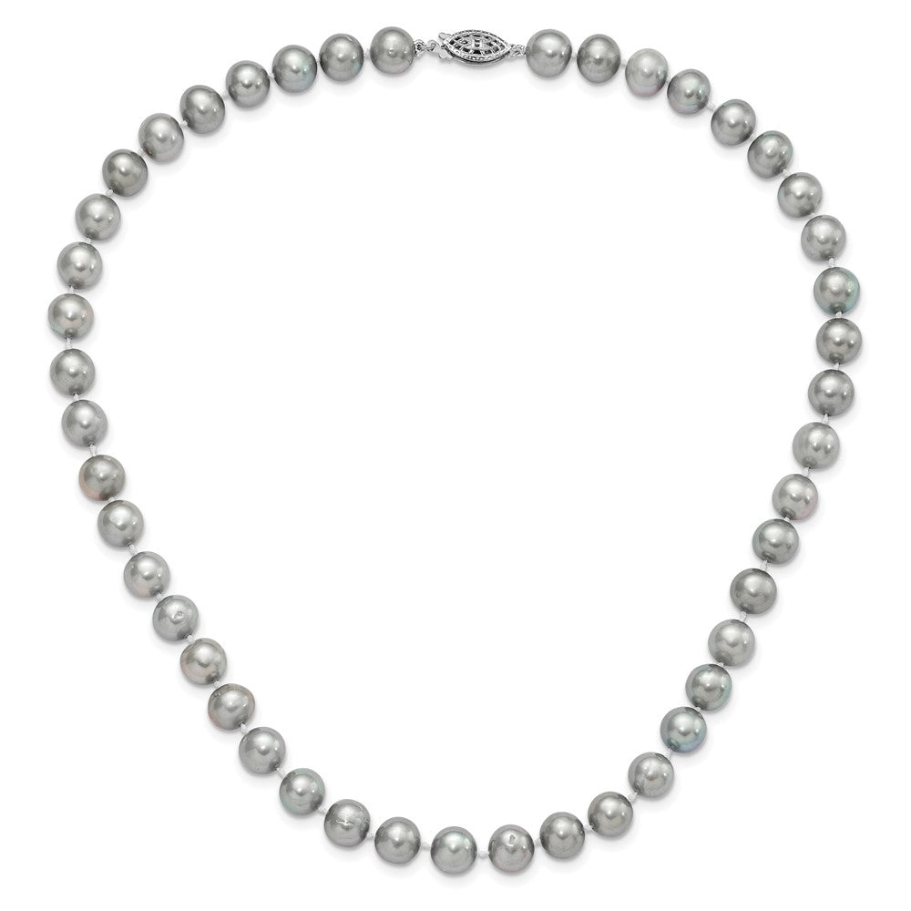 Sterling Silver Rhodium 8-9mm Grey Fwc Pearl Necklace