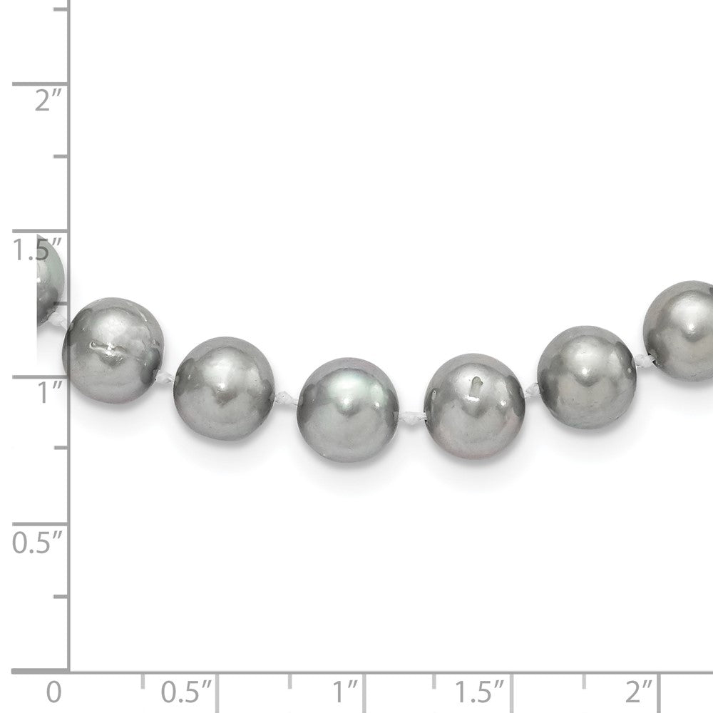 Sterling Silver Rhodium 8-9mm Grey Fwc Pearl Necklace