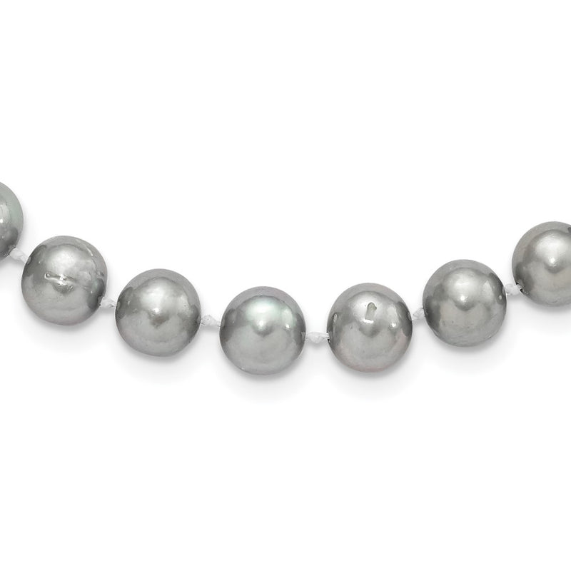Sterling Silver Rhodium 8-9mm Grey Fwc Pearl Necklace