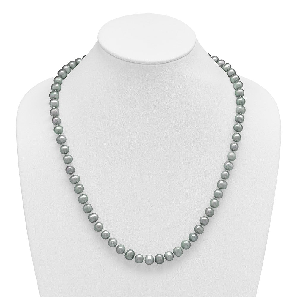 Sterling Silver Rhodium 8-9mm Grey Fwc Pearl Necklace