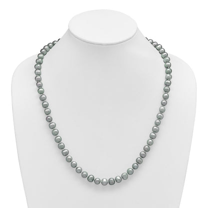 Sterling Silver Rhodium 8-9mm Grey Fwc Pearl Necklace
