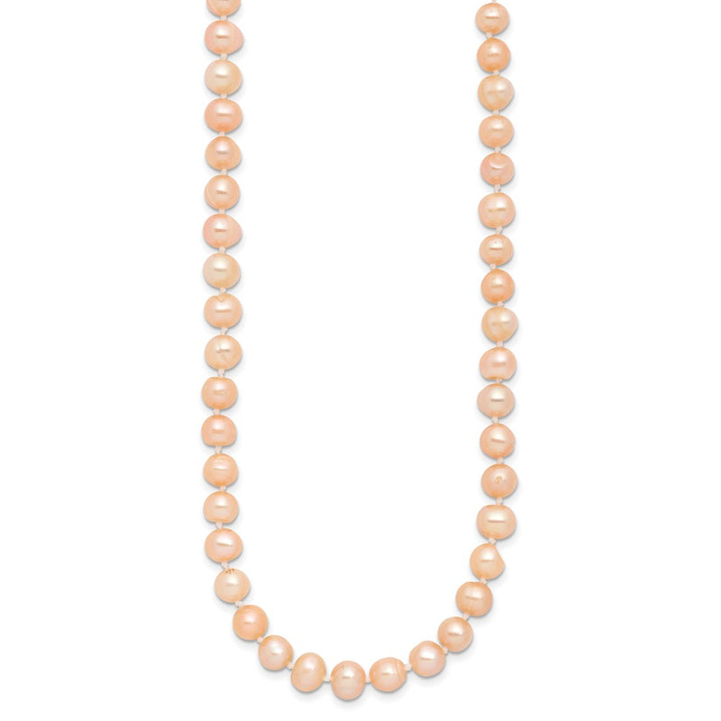 Sterling Silver Rhod-Plated 6-7mm Pink Fwc Pearl Necklace