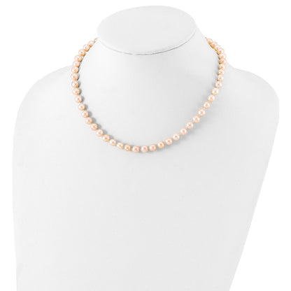 Sterling Silver Rhod-Plated 6-7mm Pink Fwc Pearl Necklace