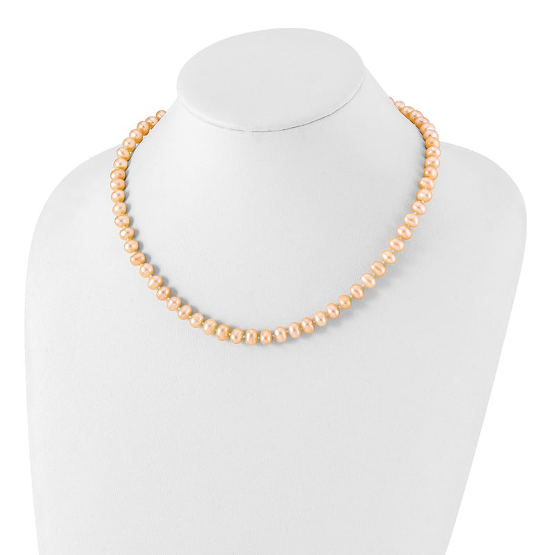Sterling Silver Rhod-Plated 6-7mm Pink Fwc Pearl Necklace