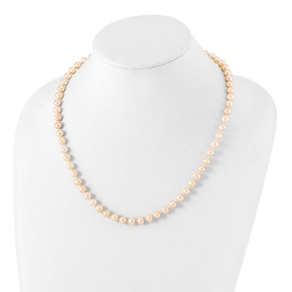 Sterling Silver Rhod-Plated 6-7mm Pink Fwc Pearl Necklace