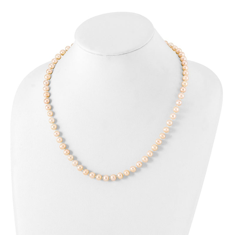 Sterling Silver Rhod-Plated 6-7mm Pink Fwc Pearl Necklace