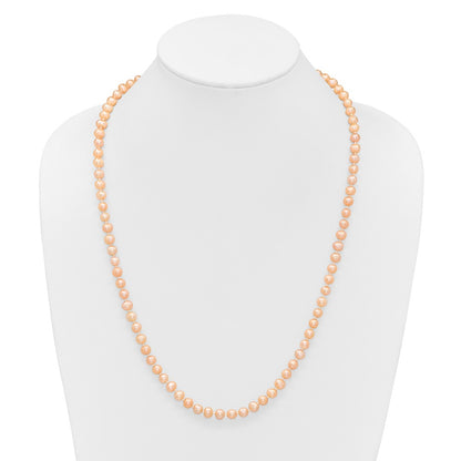 Sterling Silver Rhod-Plated 6-7mm Pink Fwc Pearl Necklace