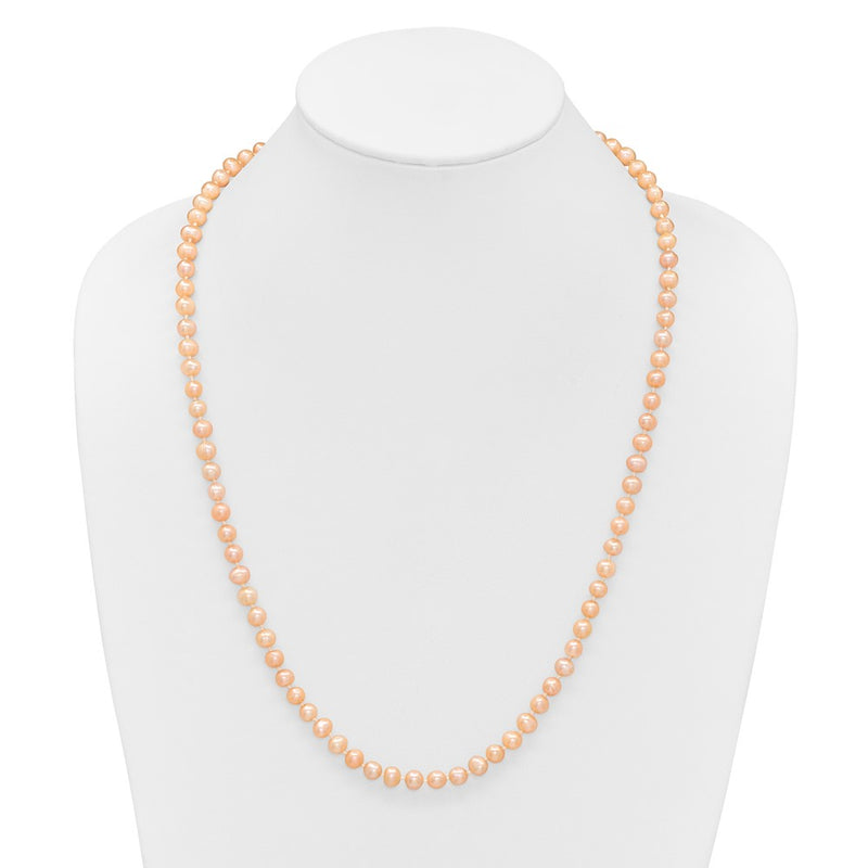 Sterling Silver Rhod-Plated 6-7mm Pink Fwc Pearl Necklace
