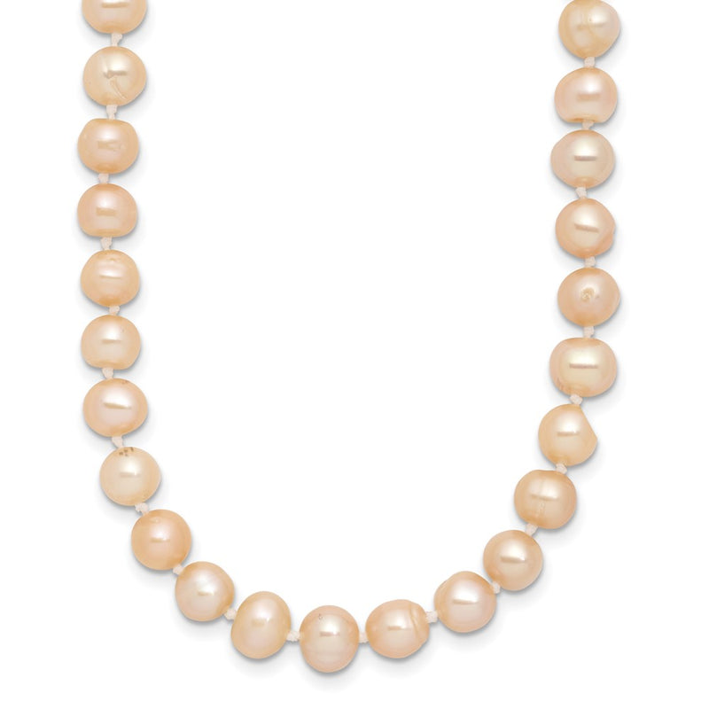 Sterling Silver Rhod-Plated 6-7mm Pink Fwc Pearl Necklace