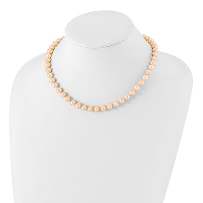 Sterling Silver Rhod-Plated 7-8mm Pink Fwc Pearl Necklace