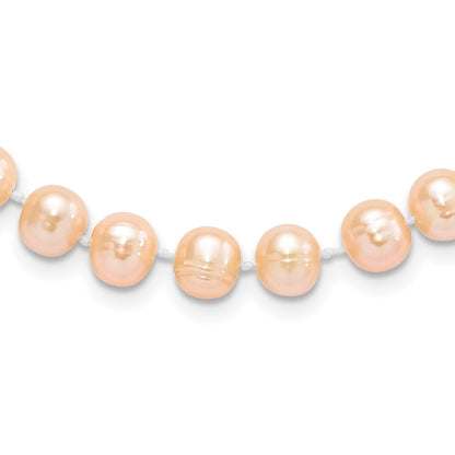 Sterling Silver Rhod-Plated 7-8mm Pink Fwc Pearl Necklace