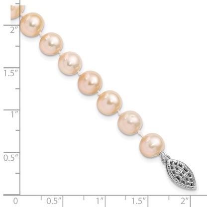 7.25 Inch Sterling Silver Rhod-Plated 7-8mm Pink Fwc Pearl Bracelet