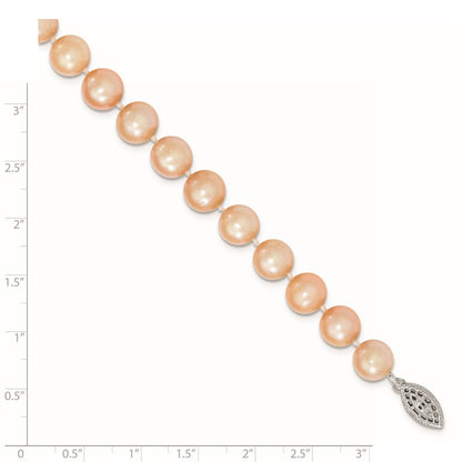 Sterling Silver 9-10mm Pink Egg Shape Fw Cultured Pearl Bracelet