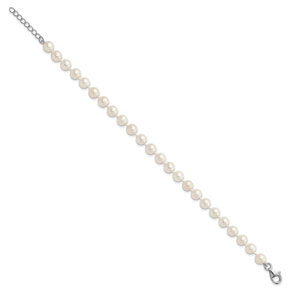 Sterling Silver Rh 6-7mm Fwc Pearl 18/2 Necklace 7/1 Brace/Earring Set