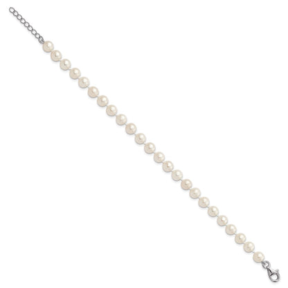 Sterling Silver Rh 6-7mm Fwc Pearl 18/2 Necklace 7/1 Brace/Earring Set