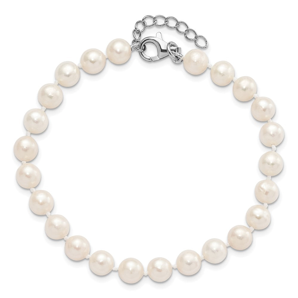 Sterling Silver Rh 6-7mm Fwc Pearl 18/2 Necklace 7/1 Brace/Earring Set