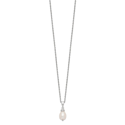 Sterling Silver 7-8mm Fwc Pearl Pendant/Earrings Boxed Set
