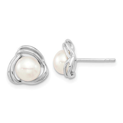 Sterling Silver Rhodium-Plated 6-7mm White Fwc Pearl Necklace/Earring Set