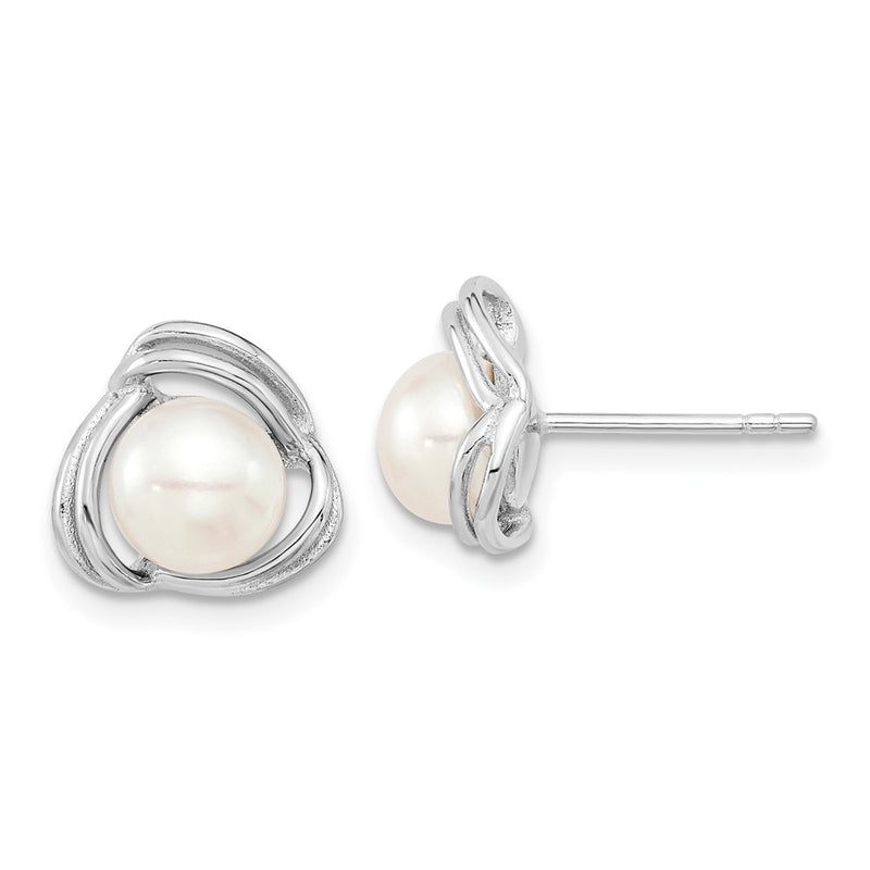 Sterling Silver Rhodium-Plated 6-7mm White Fwc Pearl Necklace/Earring Set
