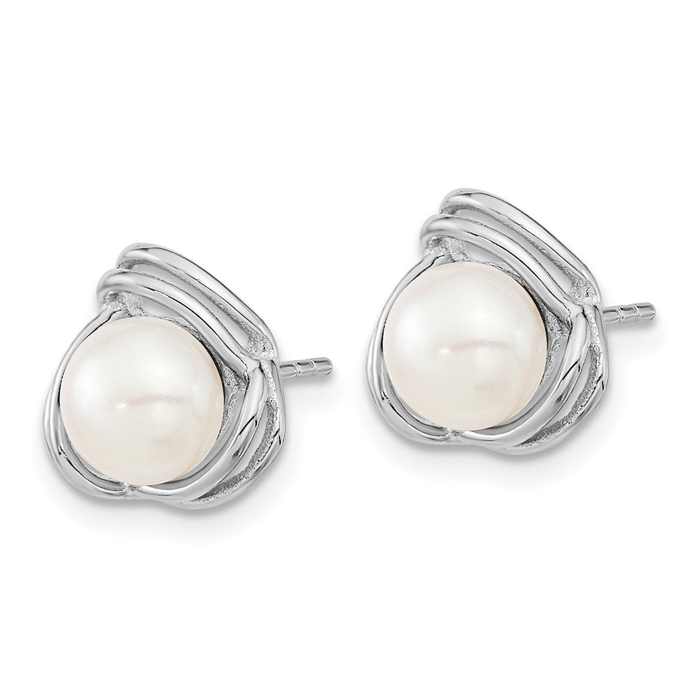 Sterling Silver Rhodium-Plated 6-7mm White Fwc Pearl Necklace/Earring Set