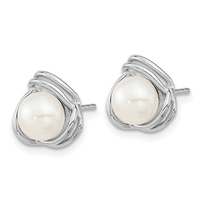 Sterling Silver Rhodium-Plated 6-7mm White Fwc Pearl Necklace/Earring Set