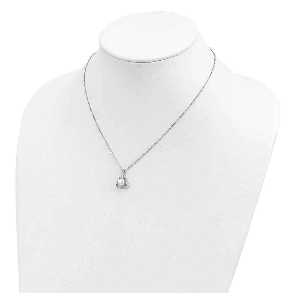 Sterling Silver Rhodium-Plated 6-7mm White Fwc Pearl Necklace/Earring Set