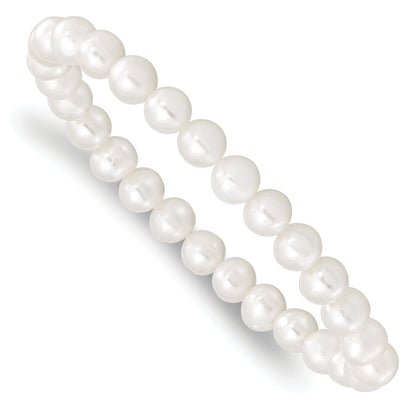 Fashion 7-8mm White/Grey/Black/Pink/Purple Freshwater Cultured Pearl Stretch 5 Piece Bracelet Set