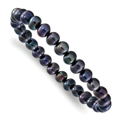 Fashion 7-8mm White/Grey/Black/Pink/Purple Freshwater Cultured Pearl Stretch 5 Piece Bracelet Set