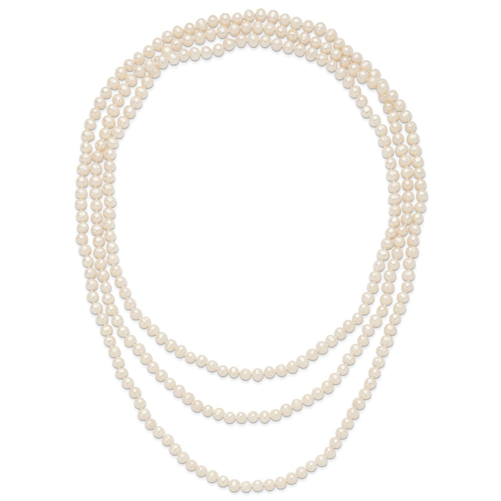 Fashion 6-7mm White Semi-Round Freshwater Cultured Pearl Slip-On Endless 80 Inch Necklace