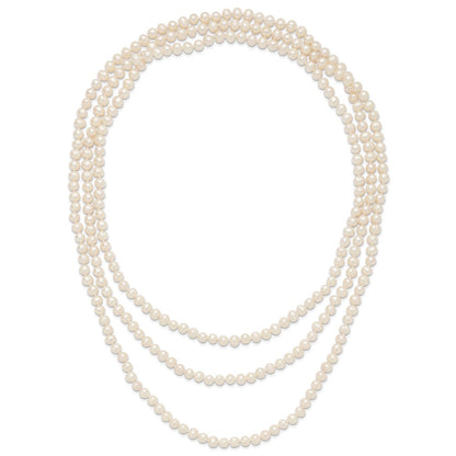 Fashion 6-7mm White Semi-Round Freshwater Cultured Pearl Slip-On Endless 80 Inch Necklace