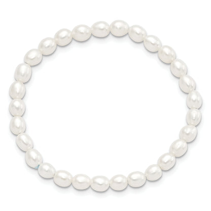 Fashion Children'S 4-5mm White Rice Freshwater Cultured Pearl Stretch Bracelet