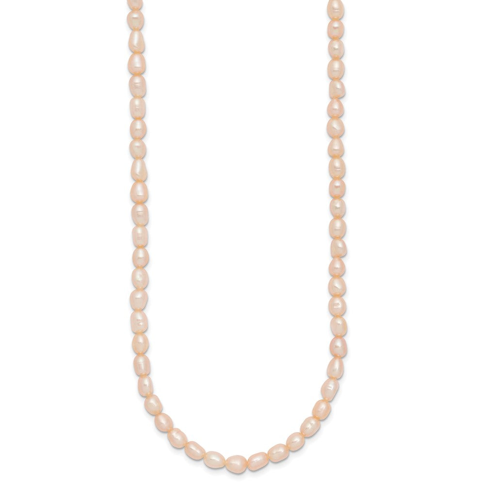 Sterling Silver Rhodium-Plated 4-5mm Pink Rice Freshwater Cultured Pearl Children'S Necklace