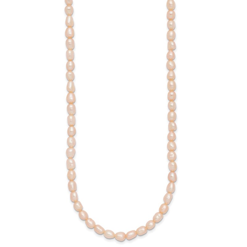 Sterling Silver Rhodium-Plated 4-5mm Pink Rice Freshwater Cultured Pearl Children'S Necklace