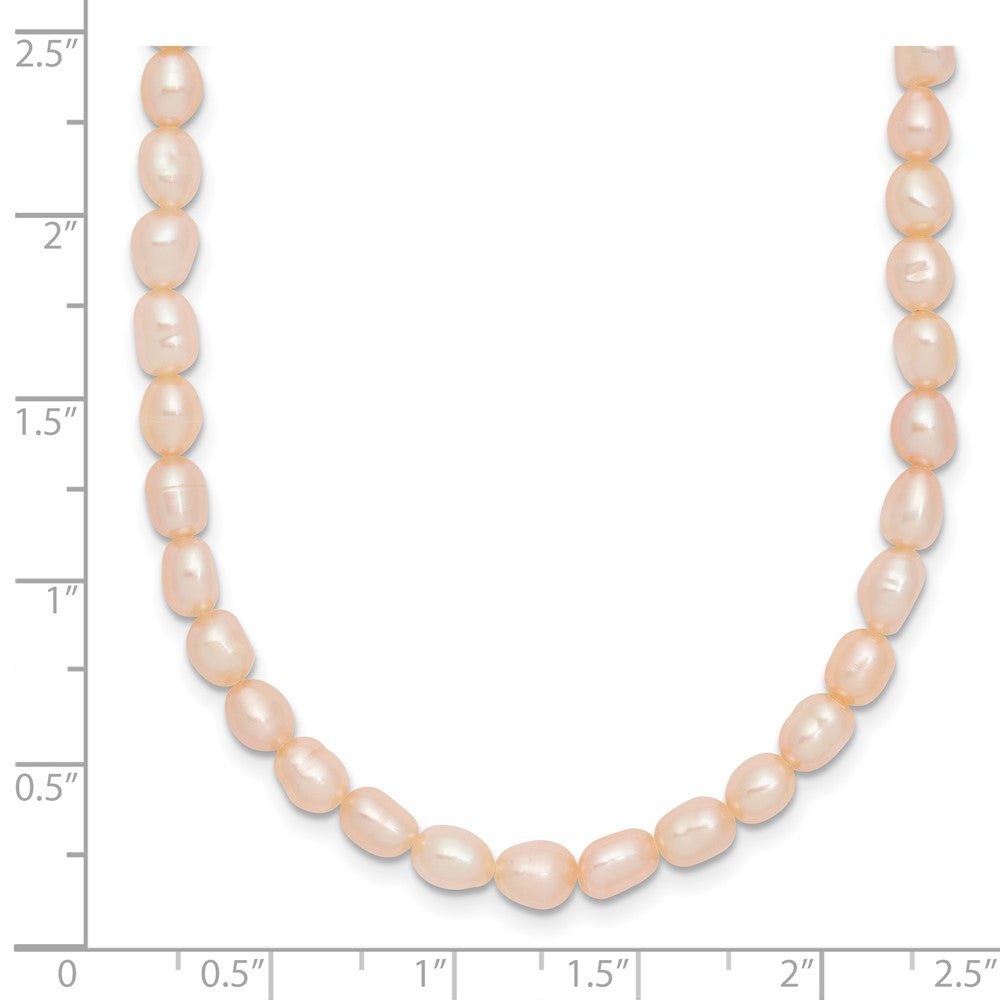 Sterling Silver Rhodium-Plated 4-5mm Pink Rice Freshwater Cultured Pearl Children'S Necklace