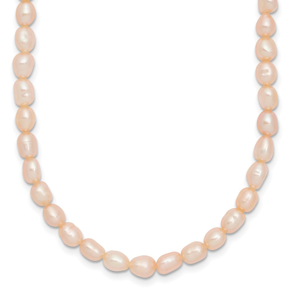Sterling Silver Rhodium-Plated 4-5mm Pink Rice Freshwater Cultured Pearl Children'S Necklace
