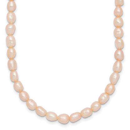 Sterling Silver Rhodium-Plated 4-5mm Pink Rice Freshwater Cultured Pearl Children'S Necklace