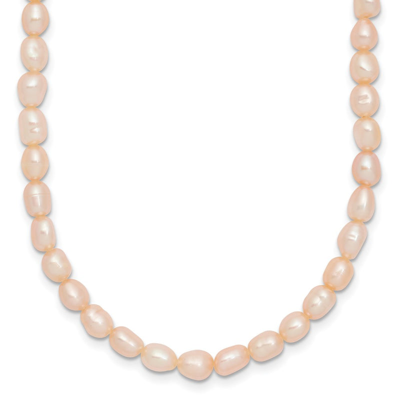 Sterling Silver Rhodium-Plated 4-5mm Pink Rice Freshwater Cultured Pearl Children'S Necklace