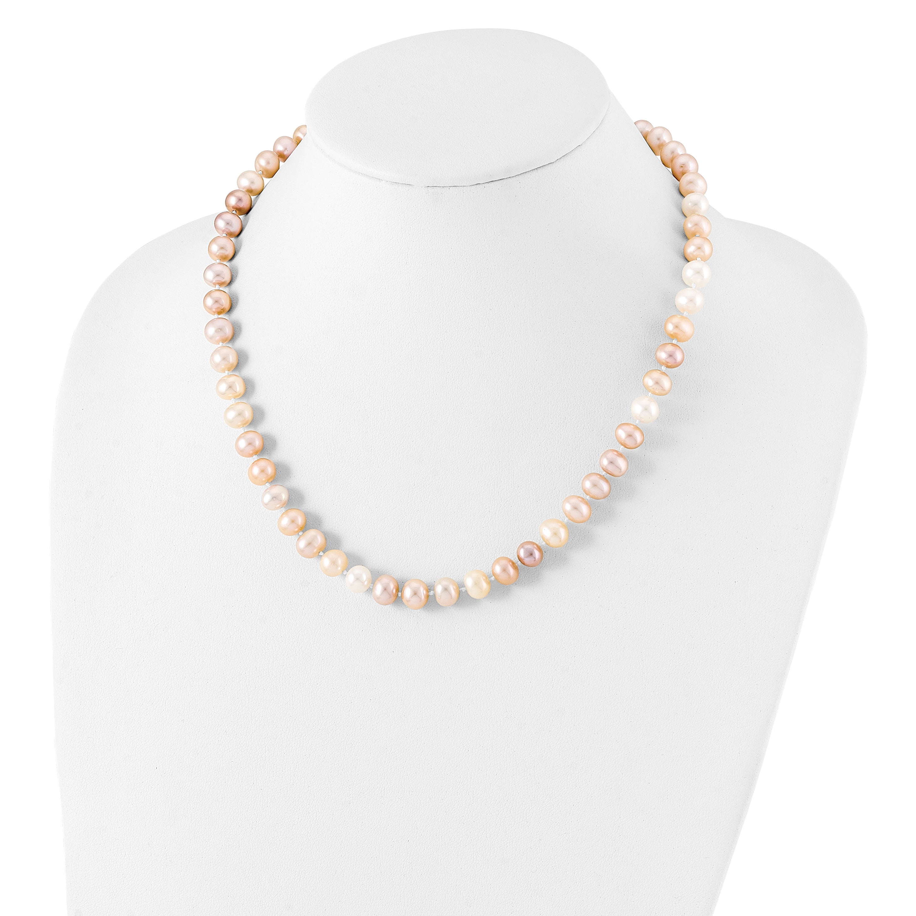 Sterling Silver Rhodium-Plated 8-9mm Multi-Color Fwc Pearl Necklace