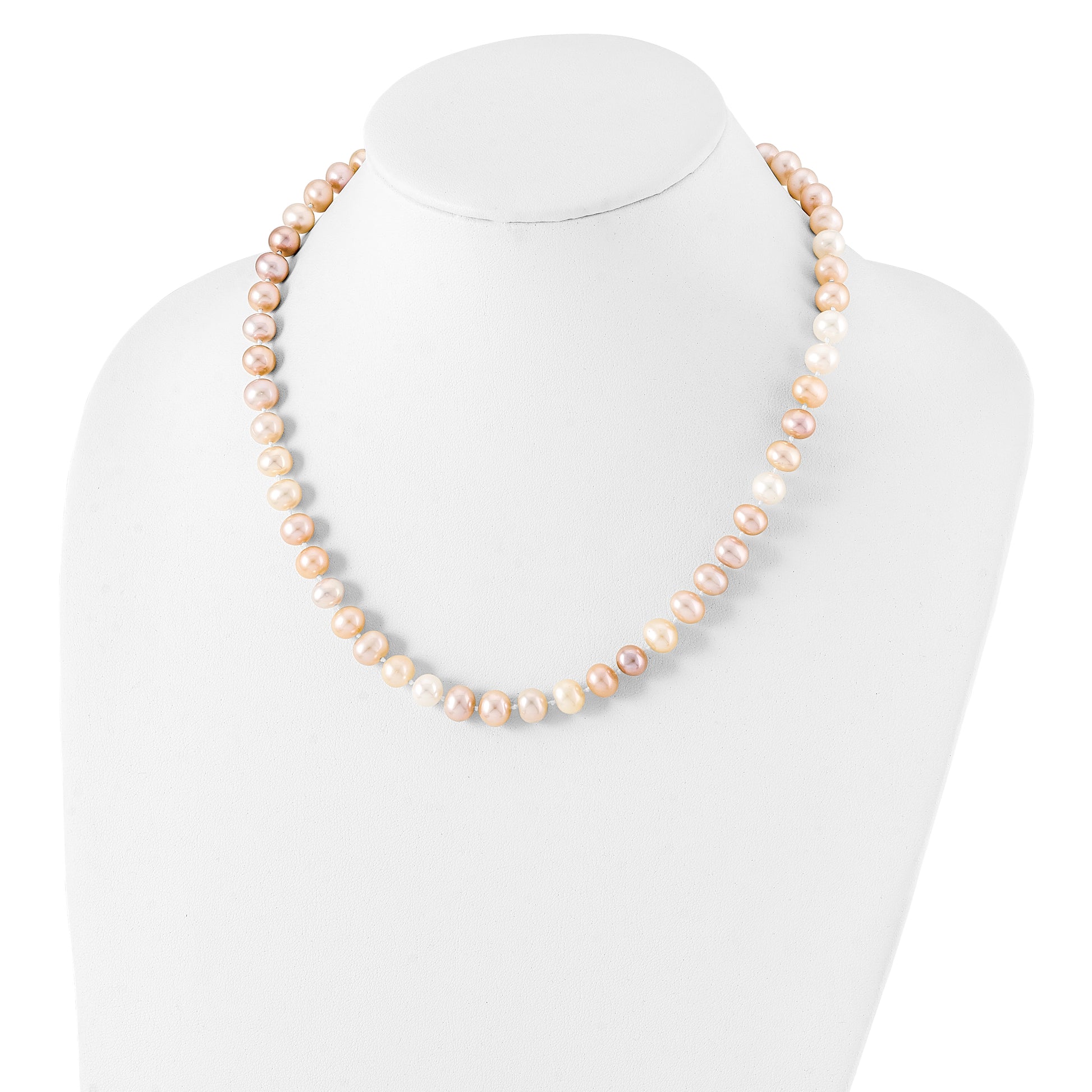Sterling Silver Rhodium-Plated 8-9mm Multi-Color Fwc Pearl Necklace
