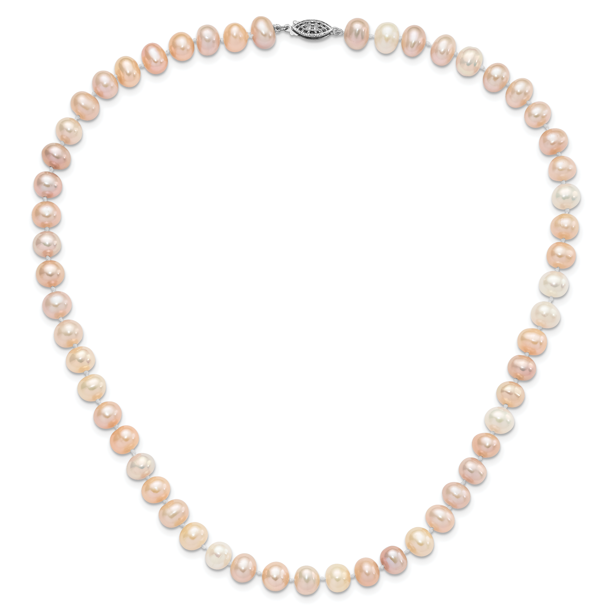 Sterling Silver Rhodium-Plated 8-9mm Multi-Color Fwc Pearl Necklace