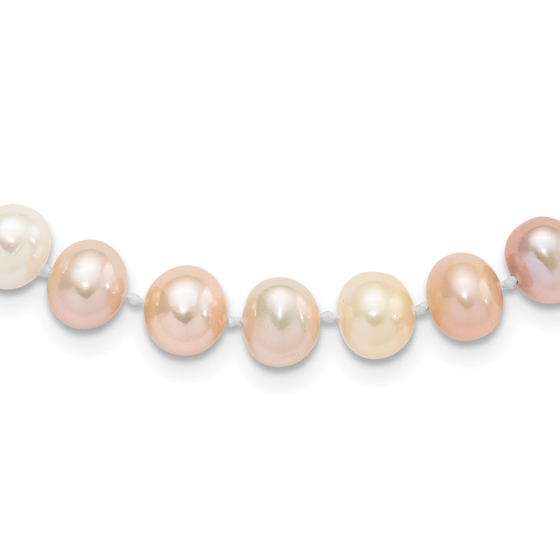 Sterling Silver Rhodium-Plated 8-9mm Multi-Color Fwc Pearl Necklace