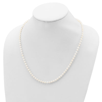 Sterling Silver Rhodium 4-5mm White Fwc Pearl Necklace